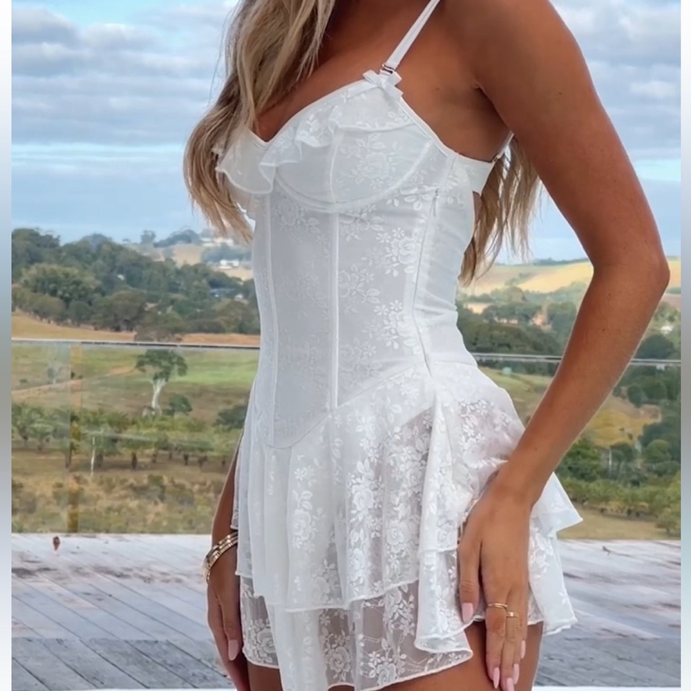 Outcast Clothing Dylan Mini Dress in White Lace
